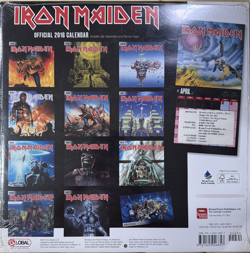 Calendario Oficial Iron Maiden 2016 Iron Maiden