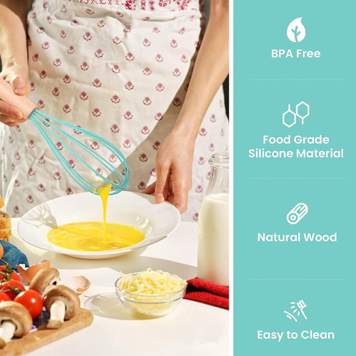 Batidor De Silicona, Batidor De Silicona Con Mango De Madera