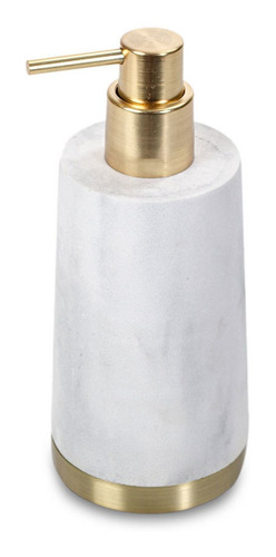 Dispenser Jabon Liquido Resina Simil Marmol Blanco Y Dorado