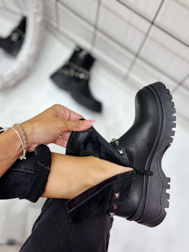 Botas Borcegos Jose Anca&co Plataforma Tachas Piel Mujer