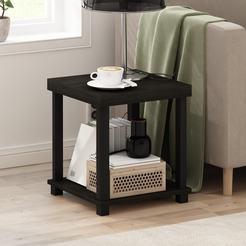 Mesa Auxiliar Clásica 2 Niveles Color Espresso Negro