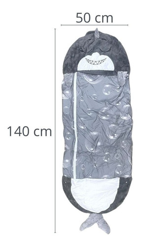 Saco De Dormir Infantil 2x1 Coberto Vira Mochila Tubarão