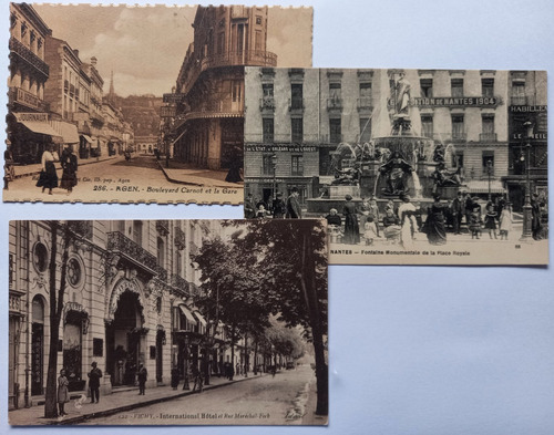 Tres Antiguas Postales De Francia. Agen, Nantes, Vichy