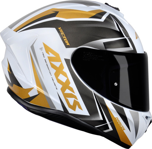 Imagem 8 de 9 de Capacete Axxis Draken Vector Branco Dourado + Viseira Extra