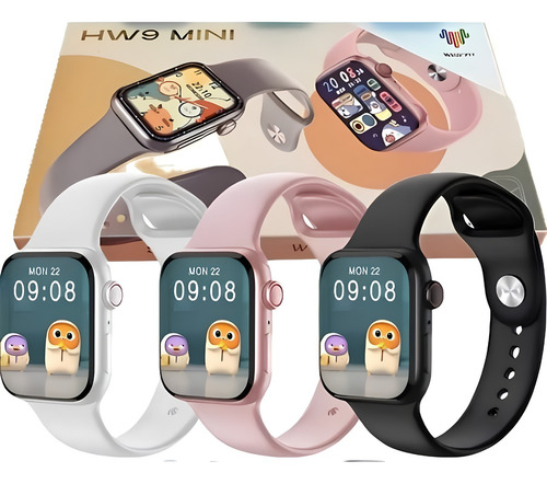 Relógio Smartwatch Hw9 Mini Series 9 Nfc Alta Resolução Caixa Cinza-escuro Pulseira Rosa Bisel Cinza-escuro Desenho Da Pulseira Mesh
