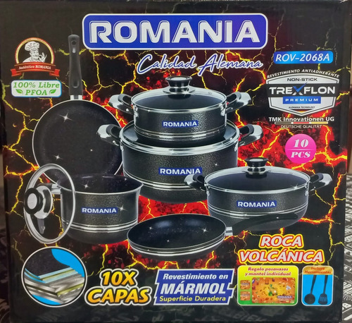 Set De Olla Romania Por 10 Piezas - Ollas + Sartén + Jarro