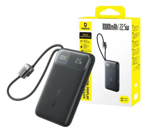Power Bank Baseus Fc11 10000mah 22.5w Cabos Display Digital
