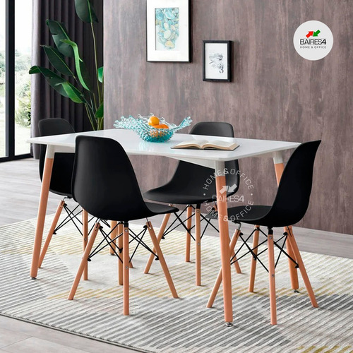 Juego De Comedor Mesa 120cm + 4 Sillas Eames