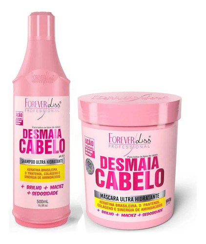 Kit Desmaia Cabelo Shampoo 500ml E Mascara 950g Forever Liss