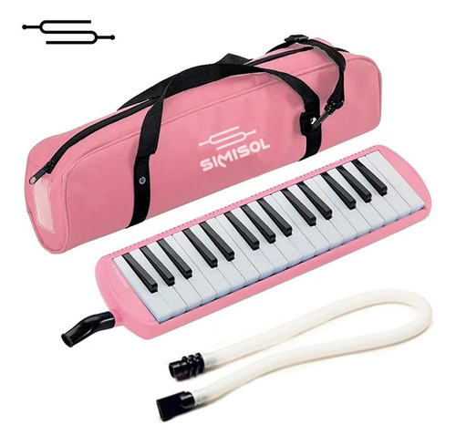 Melodica Piano 32 Notas Funda C/correa Profesional Rosa Full