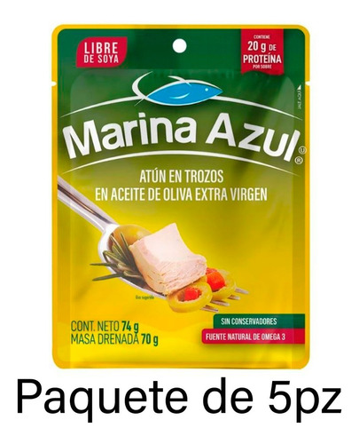 Atún Marina Azul Aleta Amarilla En Aceite De Oliva 74g 5pack