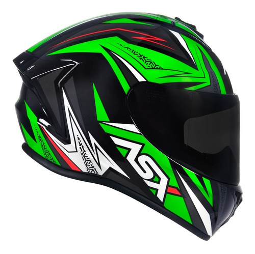 Capacete Asx Draken Vector Verde Brilhante + Viseira Fumê Tamanho do capacete 64-XXL