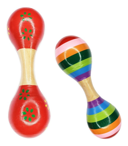 Maraca De Doble Cabeza Juguete De Madera