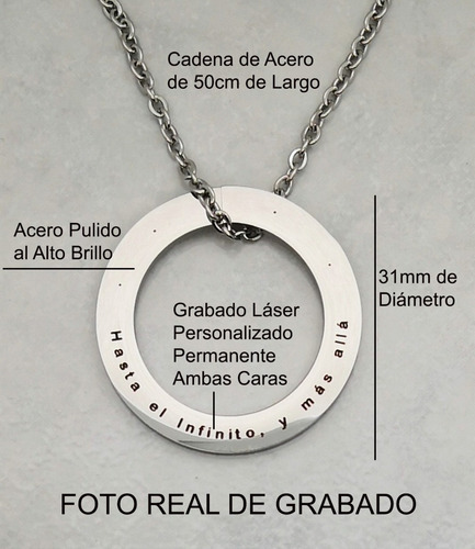 Collar Dije Circulo Personalizado Grabado Láser M1029