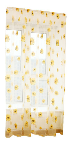 Cortina Transparente Con Diseño De Flores, Panel De Tul, Tra