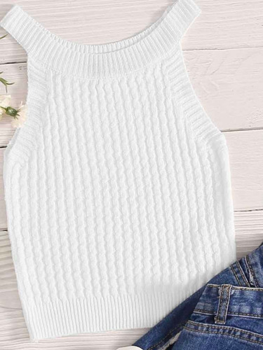 Top Blanco Tejido, Liviano. Zara Talle M