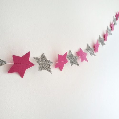 Imagen 3 de 4 de 2 Guirnaldas Estrellas Glitter - Cumpleaños/casamientos