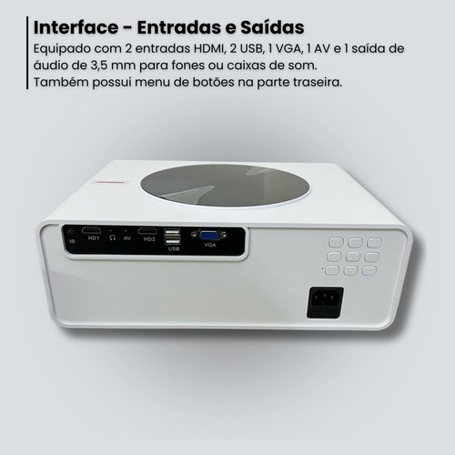 Projetor Data Show Touyinger Q9a 7000 Lumens Full Hd Espelhamento Bluetooth Wifi Cor Branco Branco