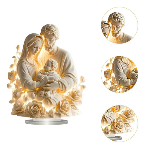 2d Jesús Figura Santa Decoración Familia Sagrada Blanca