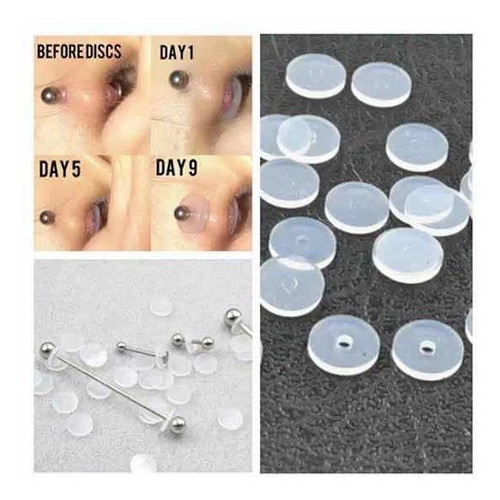4 Discos De Silicona + 1 Gel Para Cuidar Perforación Studex