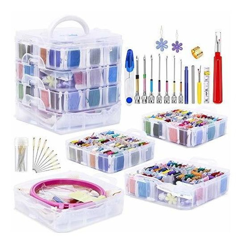 Embroidery Starter Kit Punch Aguja Herramienta Y Sumini...