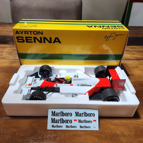 F1 Mclaren Mp4/4 Ayrton Senna Campeão 1988 Minichamps 1/18 Cor Branco