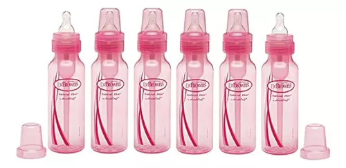 Dr. Brown's Biberones sin BPA de 8 onzas - Rosa - Paquete de 3
