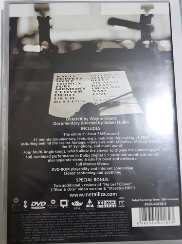 Metallica S&m Symphony Orchestra 2 Dvds Novos Raros Lacrados