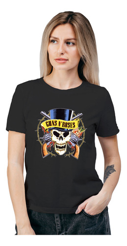 Polera Mujer Guns N Roses Skull Musica Algodón Orgánico Wiwi