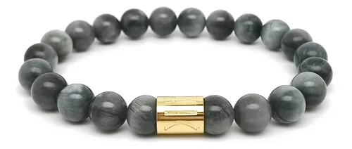 Pulsera Elástica Semipreciosa Con Gema De Ojo De Halcón Para