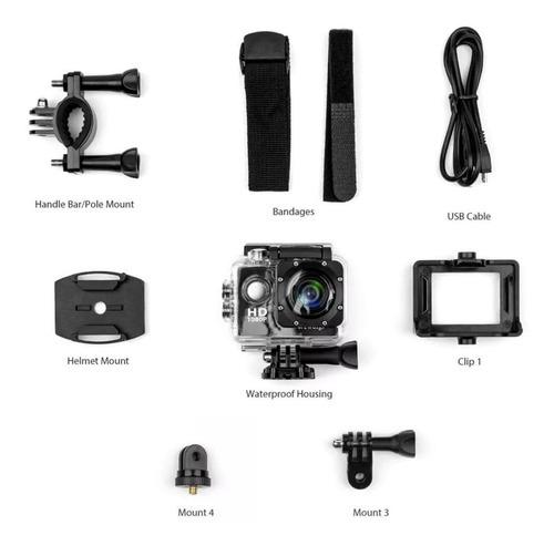 Camara Sports Fullhd Dv Sumergible 30m 1080p Similar Go Pro Color Plateado