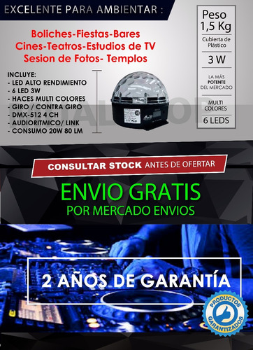 Gbr Bola Fx Fireball Fire Ball Dmx 6 Led 3 W Efecto Potente