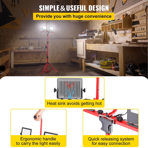 Lámpara De Trabajo Led Vevor De 10000 Lúmenes Con Soporte De