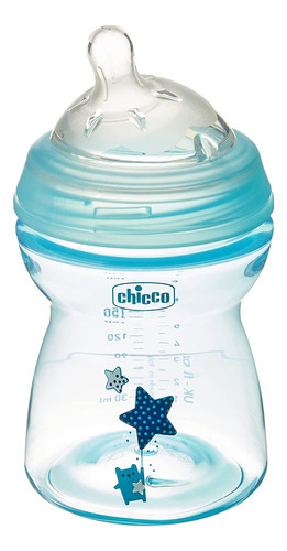 Mamadeira Bebê Anticólica 250ml 2m+ Fluxo Médio Azul Rosa Cor Azul