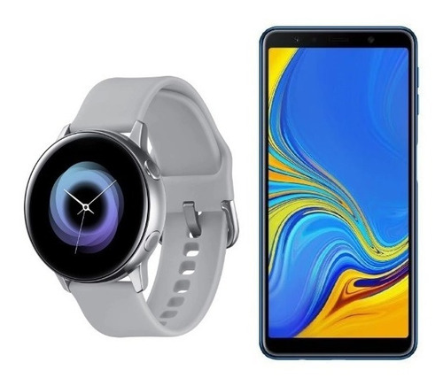 Samsung A7 2018 Azul Bundle + Galaxy Active Watch Silver Att