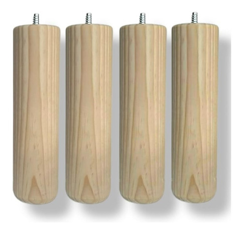 Patas De Madera Para Spring Box Cilíndricas 25 Cm. 4 Piezas