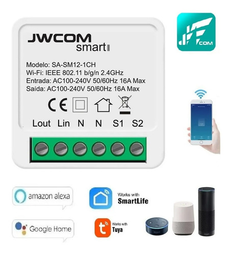 Interruptor Wifi Mini 16a Smart Funciona Com iPhone Siri Ios