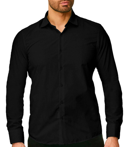 Camisa Slim Fit Strech Moda Casual Formal Hombre