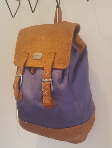 Mochila De Cuero Y Tela