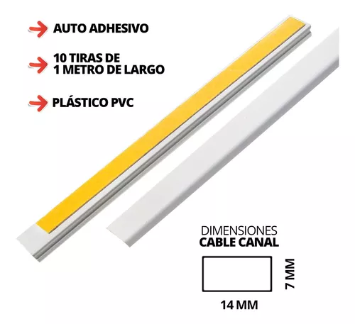 Cable Canal C/ Adhesivo 14 X 7mm Plástico Blanco Pack X10mts