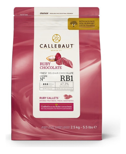 Chocolate Ruby Callebaut Bolsa 2.5 Kgs.