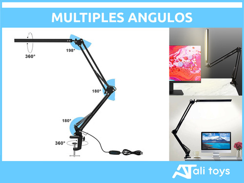 Lampara Escritorio Articulada Led Usb Luz Dibujo Cálida Fria Color De La Estructura Negro