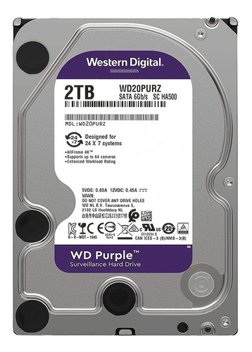 Disco Duro Western Digital 2tb Purpura Purple Dvr Nvr Cctv