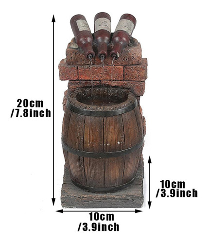 Imagen 10 de 10 de Botella De Resina Y Estatuilla De Barril Jardín Fuente De