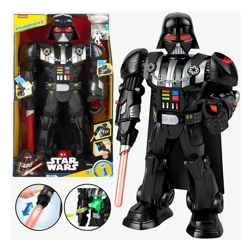 Boneco Star Wars Robô Darth Vader Lança Disco Imaginext