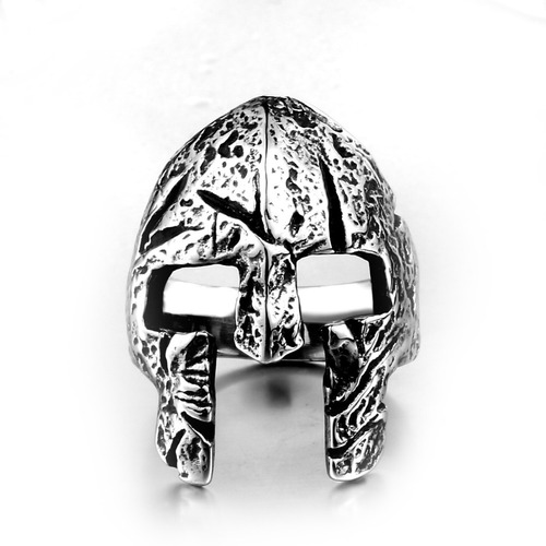 Anillo Acero Inoxidable Color Plata Gladiador Casco Hombre