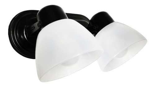 Spot De Pared Blanco O Negro 2 Luces Tulipa Vidrio Apto Led