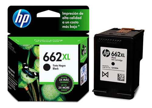 Imagen 2 de 4 de Cartucho Tinta Hp 662xl Negro Cz105al Original