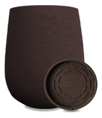 Maceta Gota Mate Misionera 40cm Rotomoldeada Con Plato Rayun Chocolate Mate Con Plato
