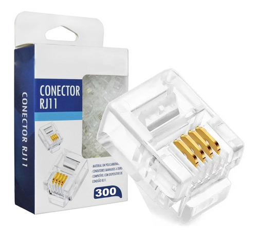 300pcs Plug Conector Rj11 6x4 Crimpar 4 Vias Telefonia Pct